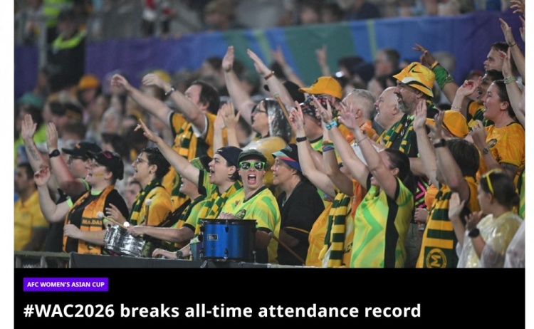 华体会体育平台-亚足联：本届女足亚洲杯总观赛人次已达82371人，创历史纪录